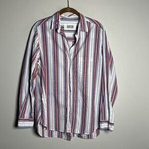 Grayson Shirt Women’s 4 Large‎ Hero Button Up Red White Blue Striped Nautical